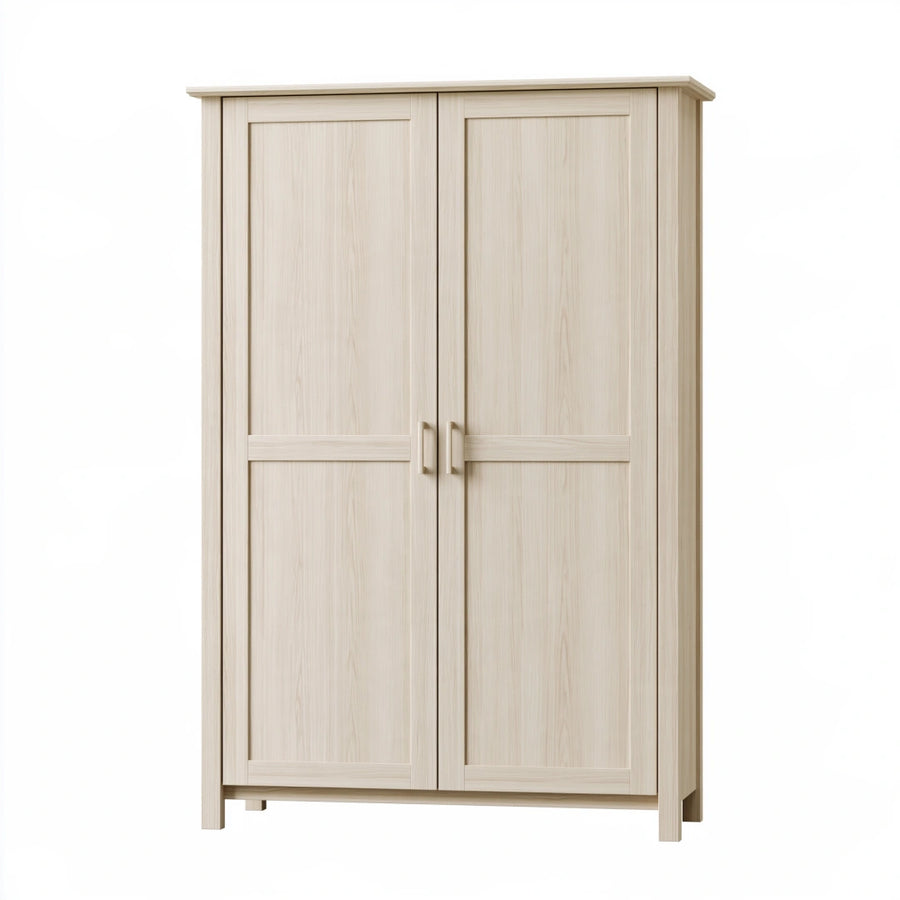 Armoire 100 x 55 x 200 cm en panneaux de bois beige avec 2 portes style classique