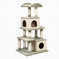 Arbre à chat 60 x 60 x 170 cm en bois sisal vert sauge beige avec niches et plateformes