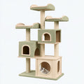 Arbre à chat 120 x 60 x 180 cm en bois beige et vert avec griffoirs et niches