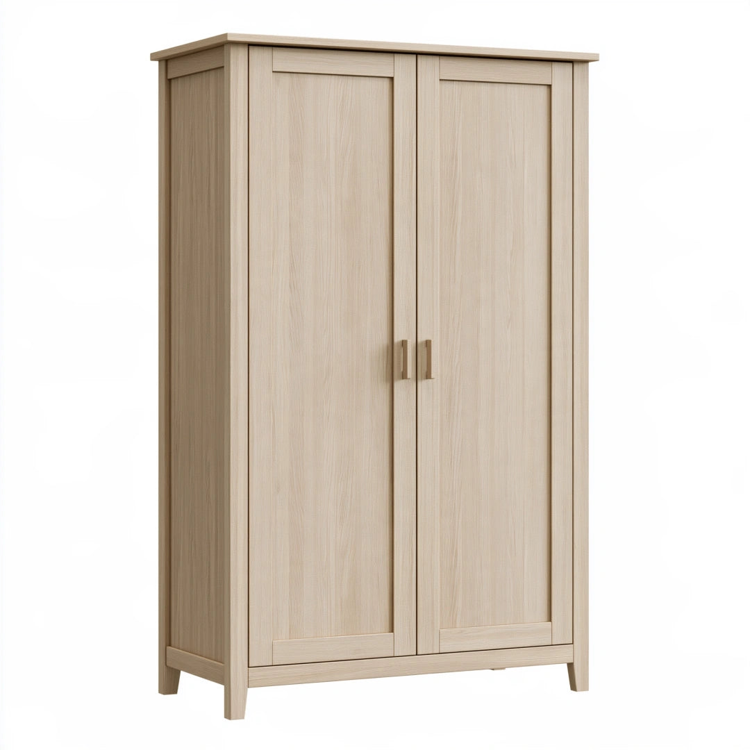 Armoire 90 x 50 x 180 cm en panneaux finition chêne clair à 2 portes style contemporain