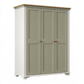 Armoire 160 x 60 x 200 cm en bois vert sauge blanc style campagne à 3 portes