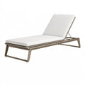 Bain de soleil 200 x 70 cm en métal taupe avec assise tressée et dossier réglable pour extérieur