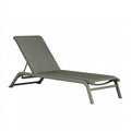 Chaise longue 190 x 65 x 85 cm en aluminium et textile gris kaki pour extérieur à dossier inclinable