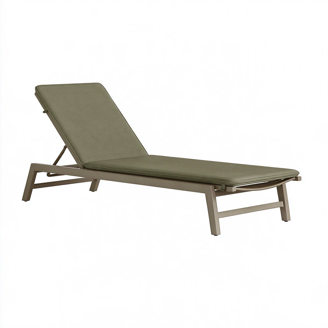 Bain de soleil 200 x 70 cm en métal et textile vert kaki - dossier inclinable pour extérieur
