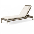 Bain de soleil 200 cm en fibre synthétique tressée taupe et ivoire avec dossier inclinable