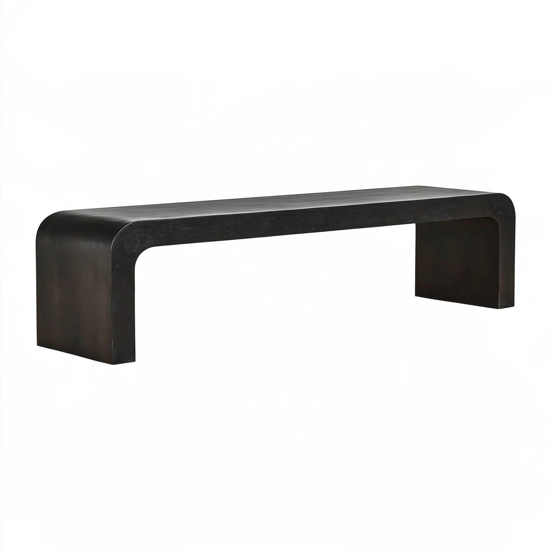Banc 140 cm en bois noir - style contemporain pour entrée et salle à manger