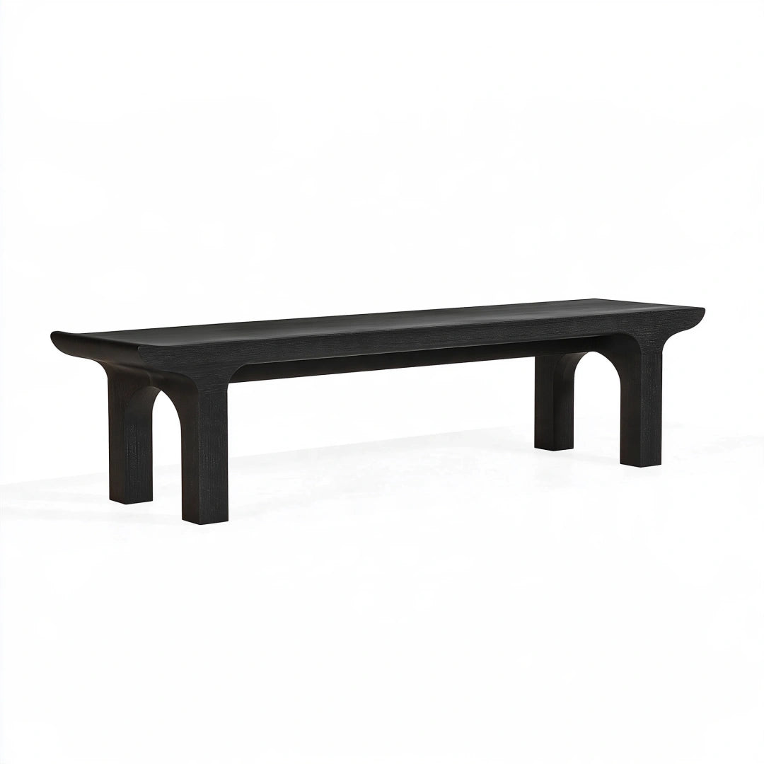 Banc 180 x 40 x 45 cm en bois noir style contemporain