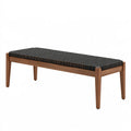 Banc 140 x 40 x 45 cm en bois marron et cordage noir - style contemporain