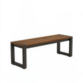 Banc de jardin 120 x 40 x 45 cm en bois marron et métal noir - style contemporain