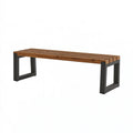 Banc de jardin 150 x 35 x 45 cm en bois brun et acier noir style industriel