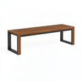 Banc de jardin 120 cm en bois brun et métal noir à lattes style industriel