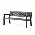 Banc de jardin 122 x 60 x 86 cm en métal et lattes effet bois vert noir avec accoudoirs