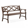 Banc de jardin 122 x 61 x 90 cm en métal marron style classique