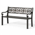 Banc de jardin 120 x 60 x 90 cm en métal noir style classique à dossier décoratif