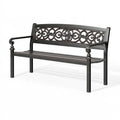 Banc de jardin 127 cm en métal noir à accoudoirs style classique
